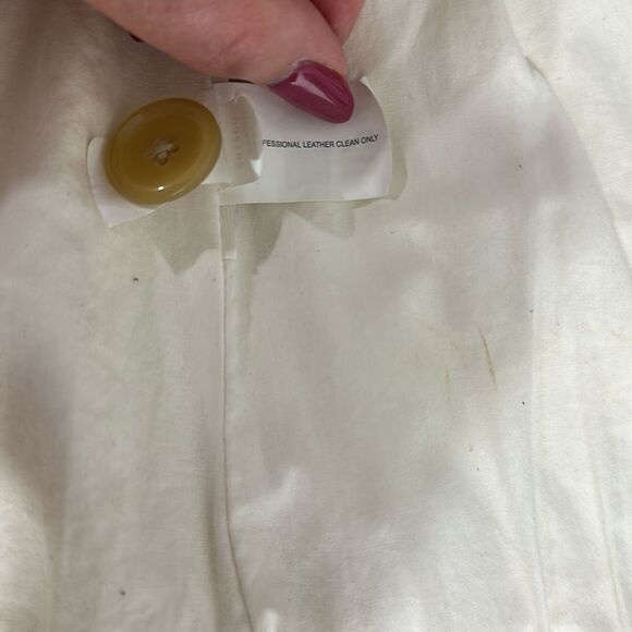 GAP Genuine Leather Full Zip Jacket With Pockets In Ivory Size M - Picture 8 of 11